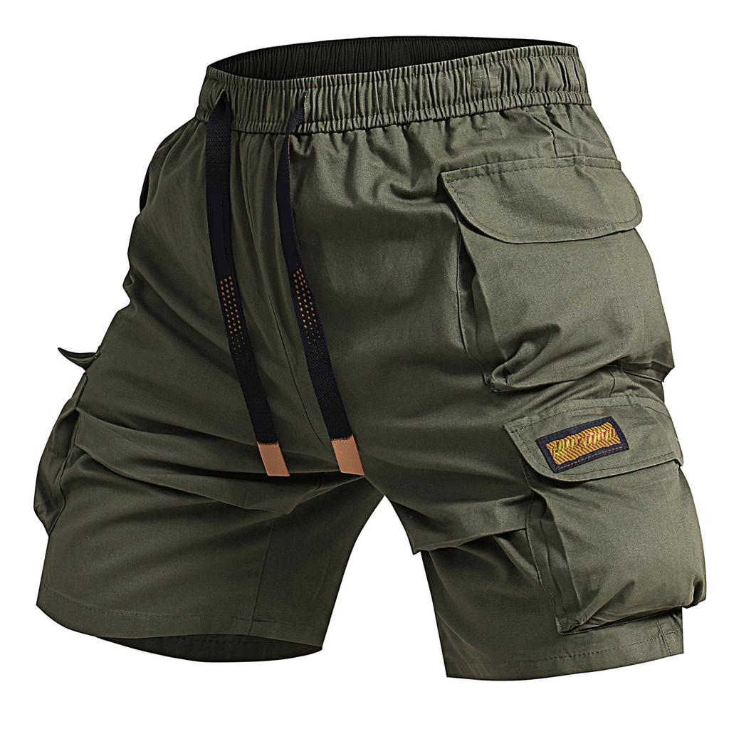 Men Casual Cargo Shorts Multi Pocket Summer Athletic Elastic Waist Five Pocket Work Shorts for Outdoor Activities