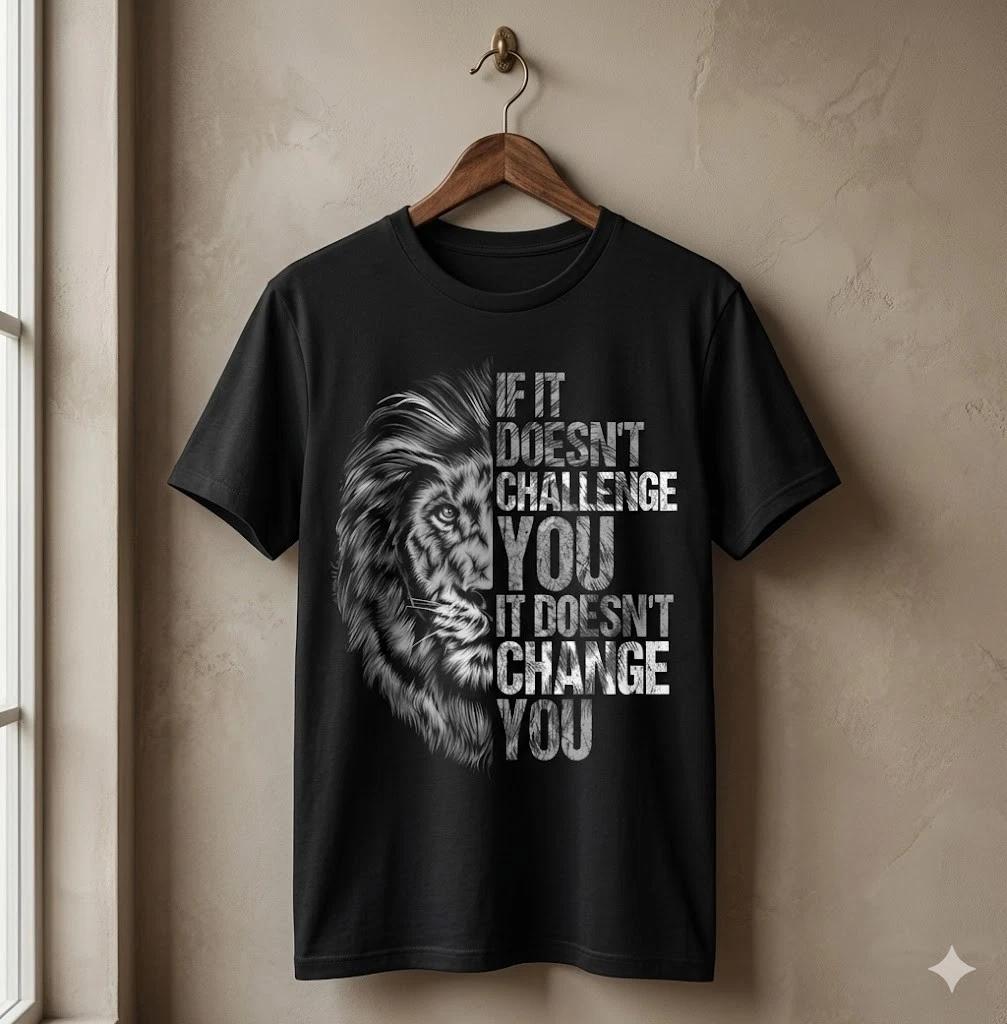 Unisex Adult Casual Quote Lion Motivational Fitness Quote T-Shirt G... XXL