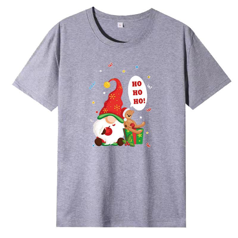 Weihnachts-Stil Lockeres Rundhals-Basisshirt mit Weihnachtsmann-Druck Reine Baumwolle Kurzarm-T-Shirts Herren