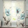 Rustic Vintage Floral Dragonfly Butterfly Sheer Voile Window Curtains Tulle Curtains Living Room Balcony Decoration Drapes