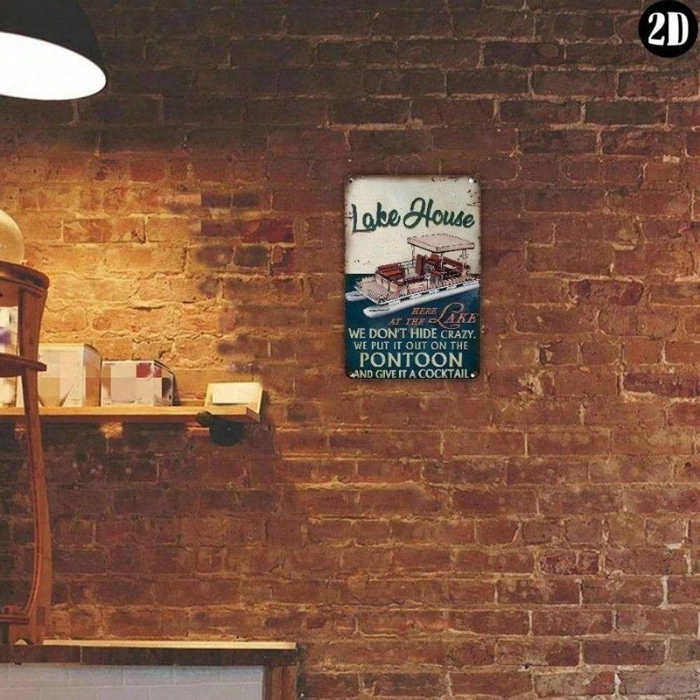 Vintage Metal Poster Boat Wall Art, Retro Tin Sign for Home Decor