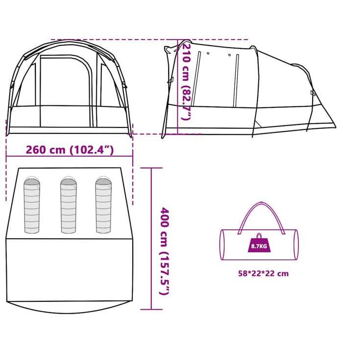 VidaXL Tente de camping tunnel 3 personnes gris et orange imperméable, tente, abri de camping, abri de jardin 94624