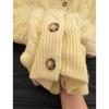 New twist crew neck sweater jacket women's autumn and winter soft waxy lazy gentle wind yellow knitted cardigan