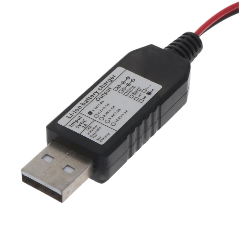 100cm Universelles USB 5V 2A auf 4.2V 1A 2-Pin XH 2.54mm Ladekabel für 3.7V Lithium-Akkupack Spielzeug und mehr