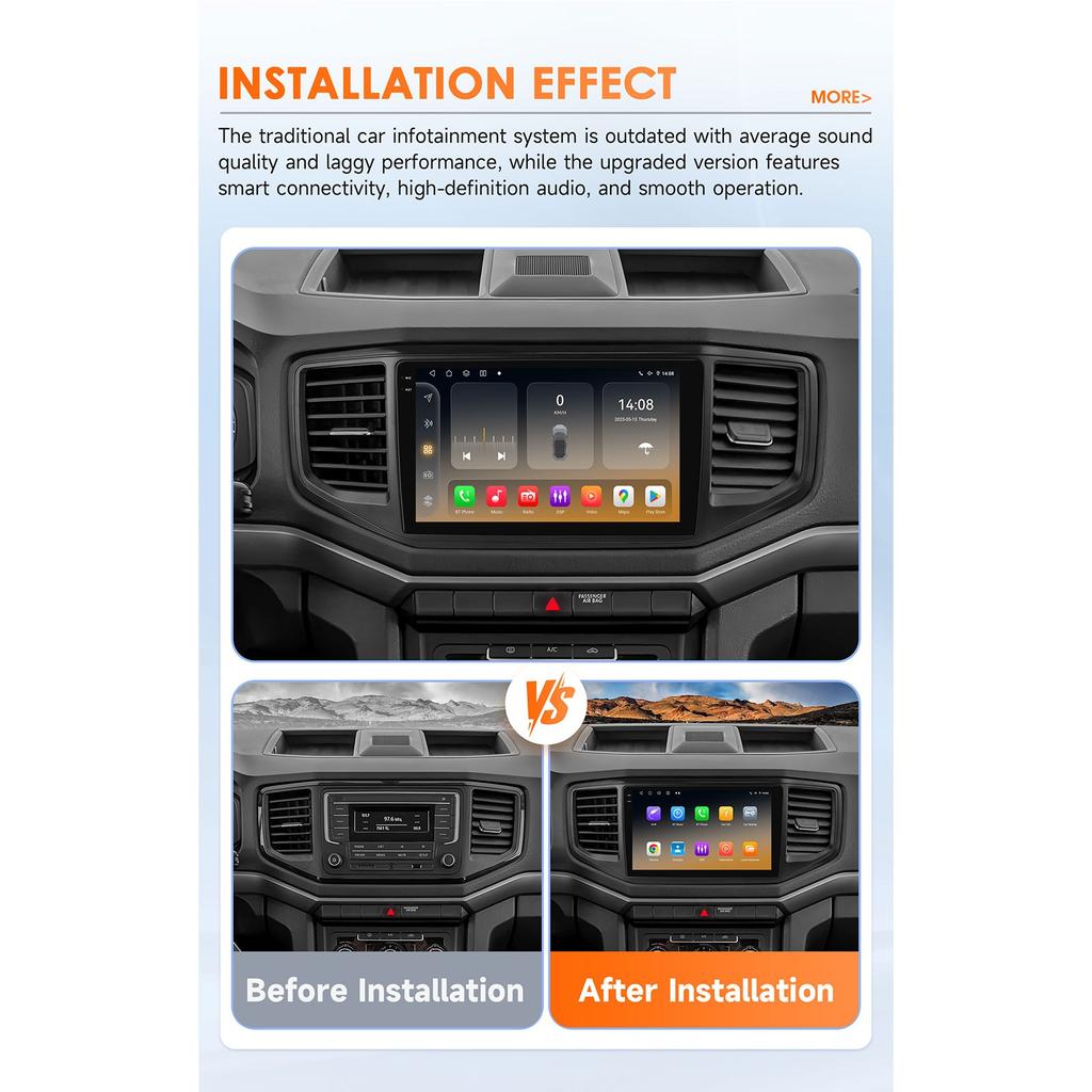 OSSURET Android 14 Car Radio For VW Amarok 2017 - 2021 Carplay for Apple Android Auto Multimedia Snapdragon 6115 by Qualcomm GPS Stereo