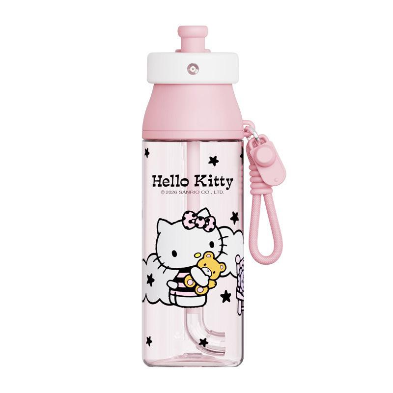 X&W Sanrio 500ml Straw Cups Cartoon Kuromi Hello Kitty Spray Water Bottle Summer Portable Outdoor Drinking Cup Kids Beverage Cup