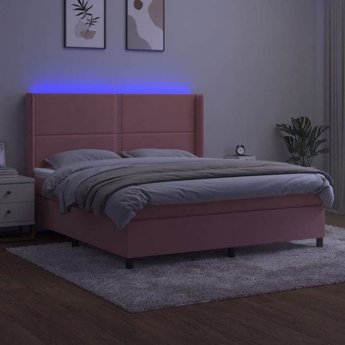 Maison Exclusive - Sommier à lattes de lit matelas et LED Rose 160x200 cm Velours