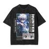 Washed T Shirts Hunter X Hunter Killua Zoldyck Hip Hop T-Shirts Harajuku Streetwear 100% Cotton Printed Tee Shirt for Men Women