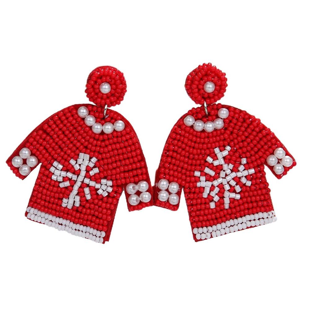 Xmas Handmade Beaded Ear Drop Sweater Boots Ear Stud Vintage Merry Christmas Earrings  New Year