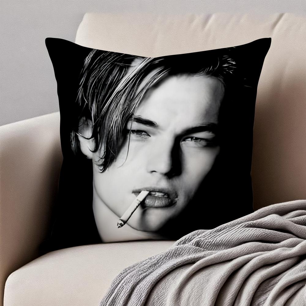 Handsome Actor lLeonardo DiCaprio Cushion Cover Pillowcase Antidustmite Invisible Zipper Short Plush Sofa Cushion