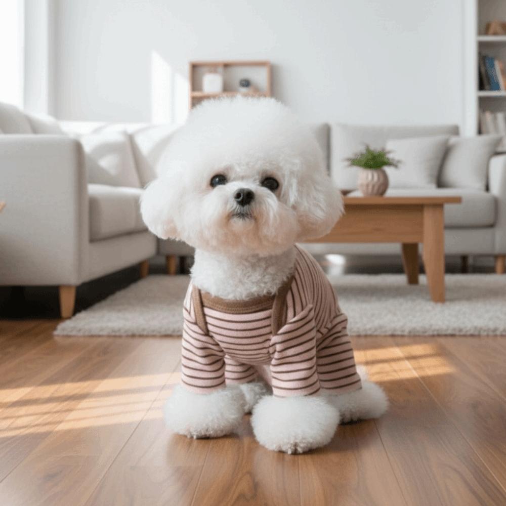 Elastic Four-Legged Dog Pajamas Long Sleeves Soft Dog Jumpsuit Comfortable Anti-licking Striped Dog Base Shirt Home Wear