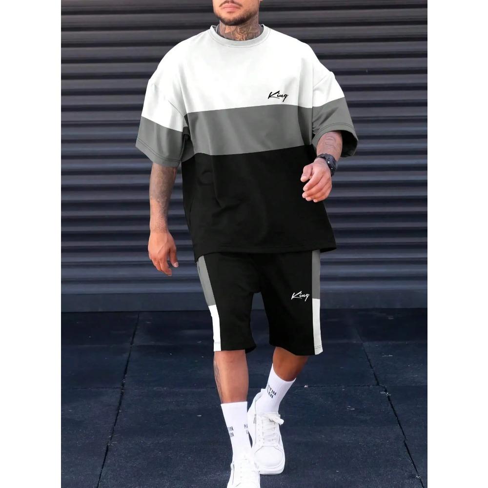 Summer New Casual Men's Short Sleeve Shorts Set T-Shirt Shorts Set ME2-MA1 Comfortable Breathable Fitness Workout Outfit