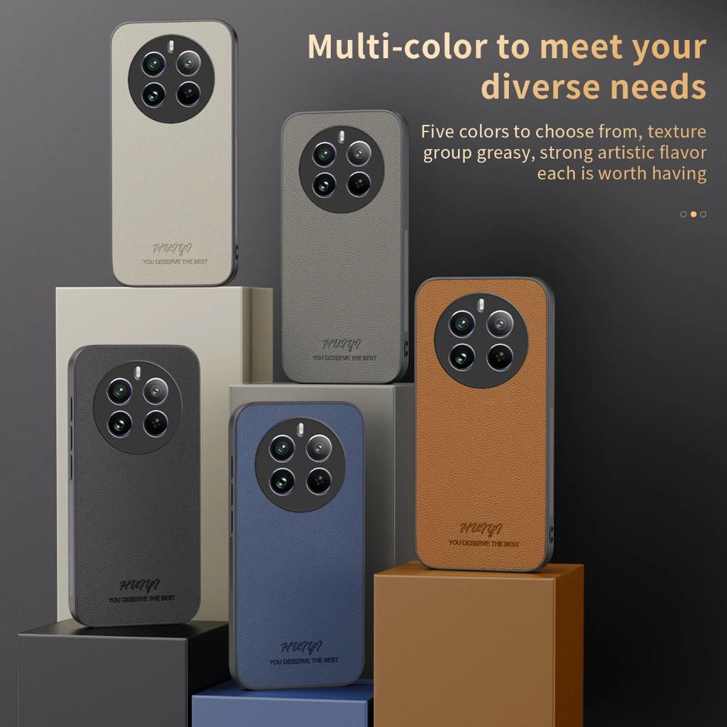 Leather Phone Case for Oppo Realme 11 12+ Pro Plus 11x C67 C63 C61 Car Magnetic Holder Full Lens Silicone Protection Phone Cover