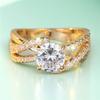 Cute Female White Zircon Stone Ring Gold Color Engagement Charm Wedding Jewelry For Women