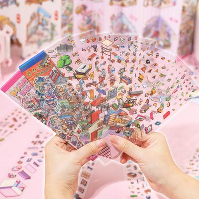 12 Pieces Cute Cartoon Mini 3D Stereo Scene Stickers, Kawaii Designs & Strong Dimension, Self-Adhesive for Journal DIY