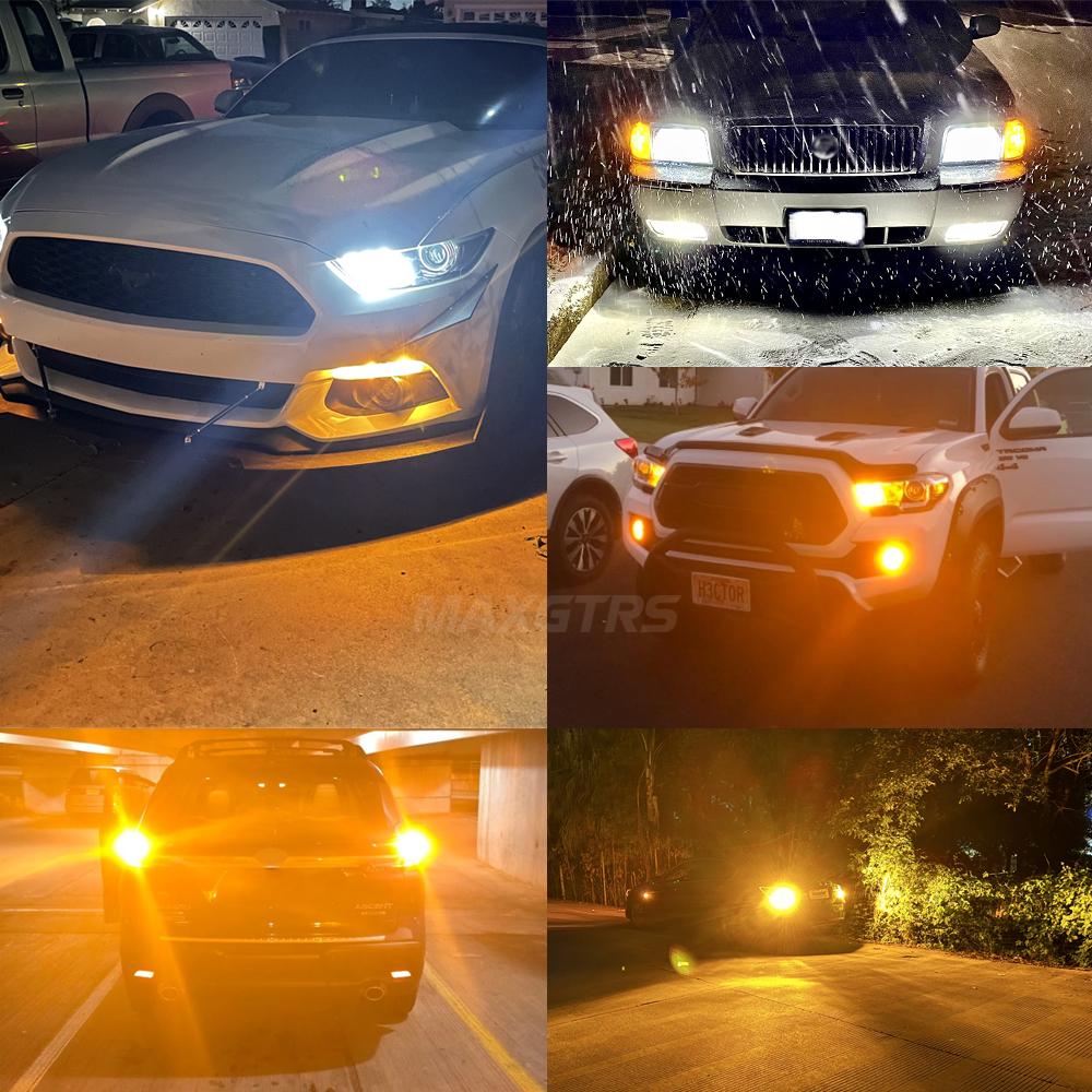 MAXGTRS 2x 3100LM High Power 1156 BA15S BAU15S PY21W Lights Canbus No Hyper No Error With Fan T20 W21W Amber Yellow For Turn Signal LED Bulb