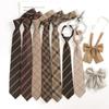 Retro Brown Checkered Striped Tie And Bow For Casual School Outfits And Gifts
