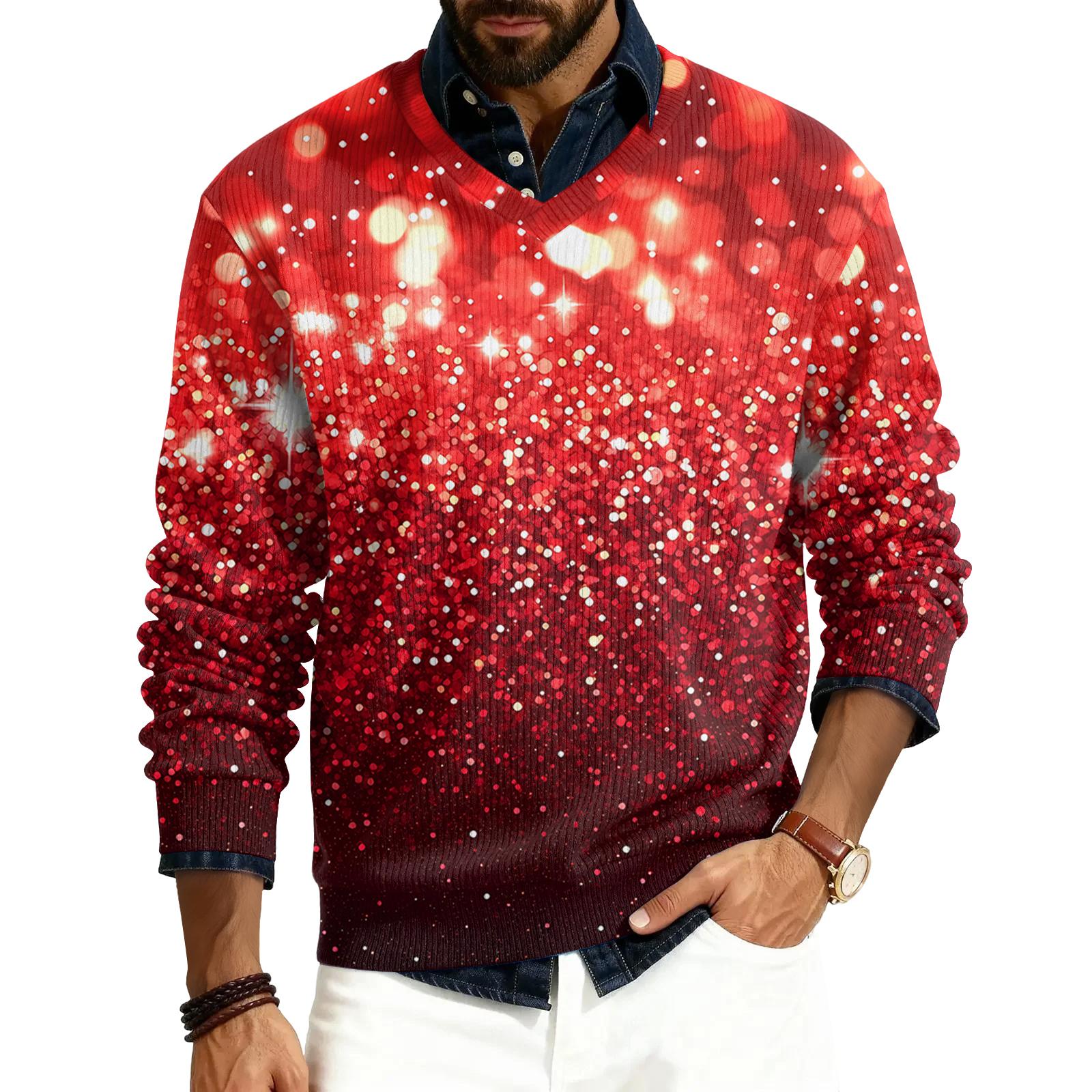 

Мужской пуловер с V-образным вырезом, длинными рукавами и рубчатой вязкой XL винный