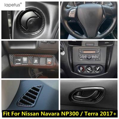 Side Air AC Vent Handle Bowl Gear Shift Head Cover Trim For Nissan Navara NP300 / Terra 2017 -  ABS Carbon Fiber Accessories