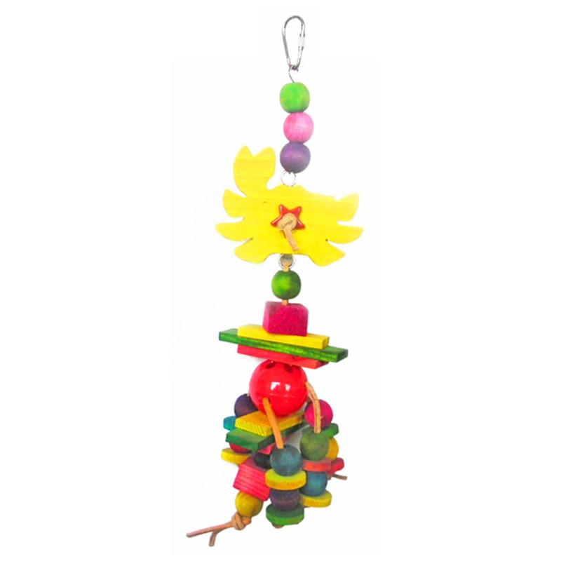 Beaks Block Toy Wooden Trimmed Preening Keeps Feathers Groomed Edible Food-grade Multicolored Birds Sustainable Parrot Toy (Yellow,M) жёлтый