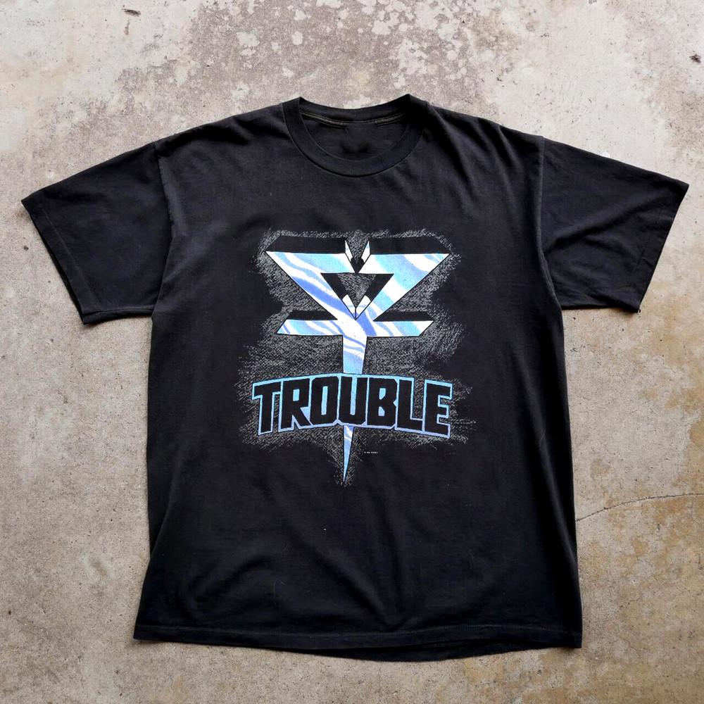 Trouble Vintage T Shirt 1990 Tour Conce Short Sleeve Black All Size Shirt OB234 Unisex T-Shirt