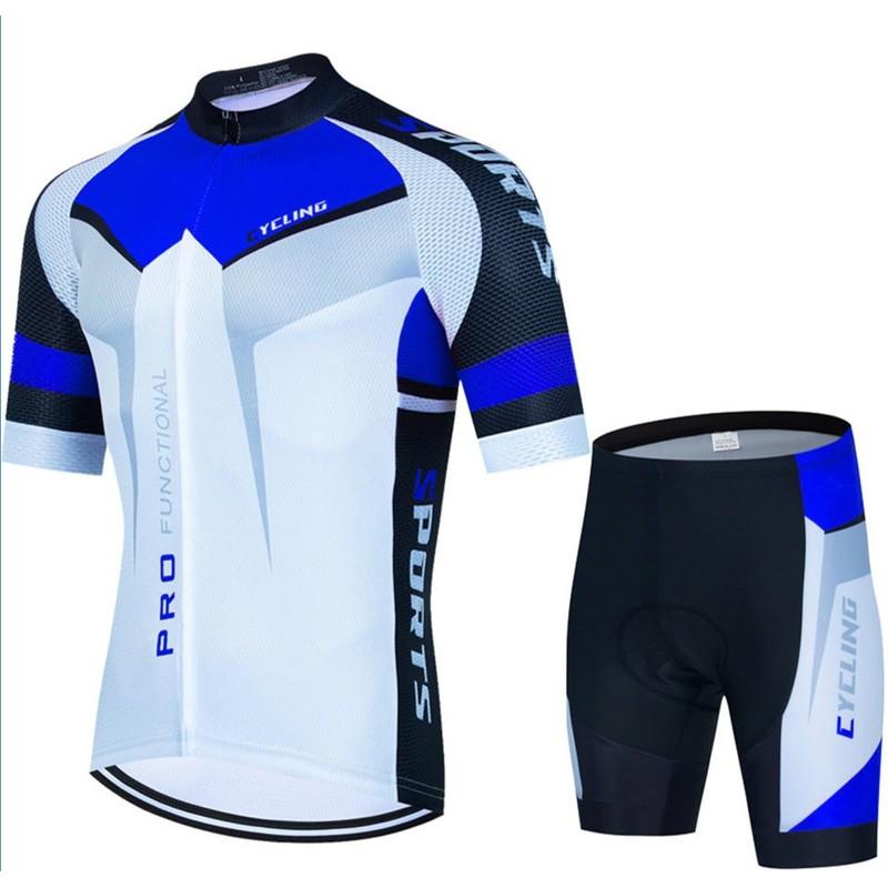 Mens Quick-Dry Breathable Cycling Jersey Shorts Set Road Bike Riding