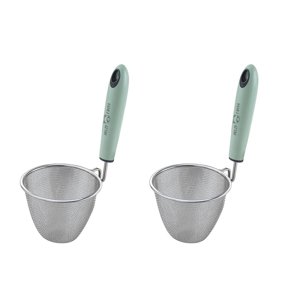 304 Stainless Steel Fine Mesh Strainer Hanging Hot Pot Filter Spoon Plastic Handle Frying Filter Basket Colander Kitchen Utensil