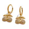 JINYOU 3308 Hot Style Gold Plated Stainless Steel High Quality Jewelry Delicate Shiny Cubic Zirconia Cherry Drop Hoop Earrings
