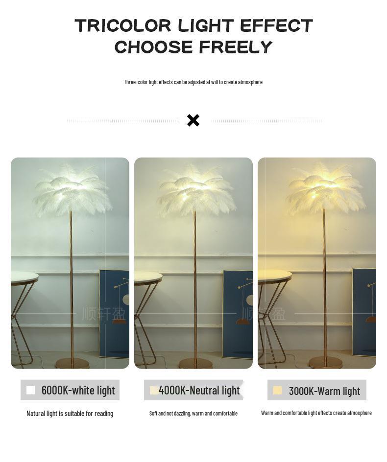 Nordic Ostrich Feather Floor Lamp - Bedroom & Living Room Decorative Light