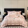 100%Cotton Chic Embroidery Bedding Set Double Queen King 4Pcs Duvet Cover Flat/Fitted Bed Sheet Pillowcases