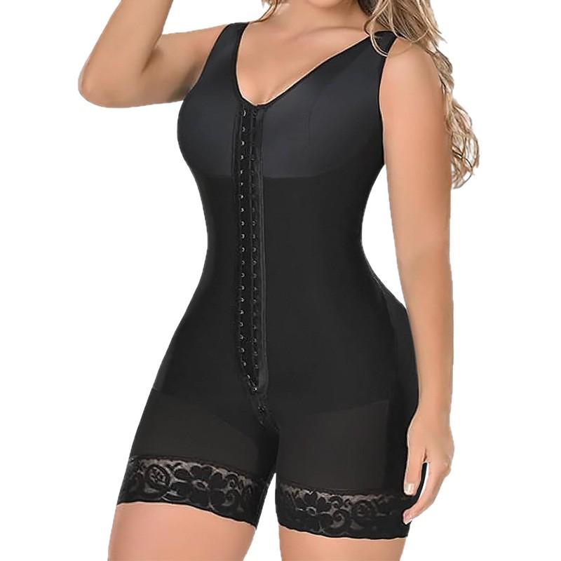Plus Size Hook-and-Eye Tummy Control Butt-Lifting Crotchless Bodysuit – Strong Compression Waist Trainer