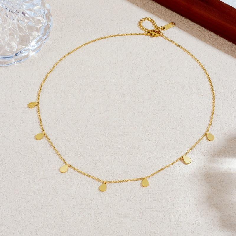 Gold Plated Teardrop Charm Choker Necklace золотой