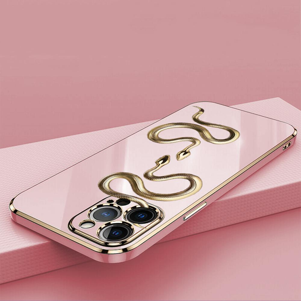 N71 Black Gold Snake Plating Edge Myk TPU telefonvesker for Samsung A54 A13 A14 S24 Plus S23 Ultra S20 S21 FE A55 A05 A52s Støtsikkert deksel