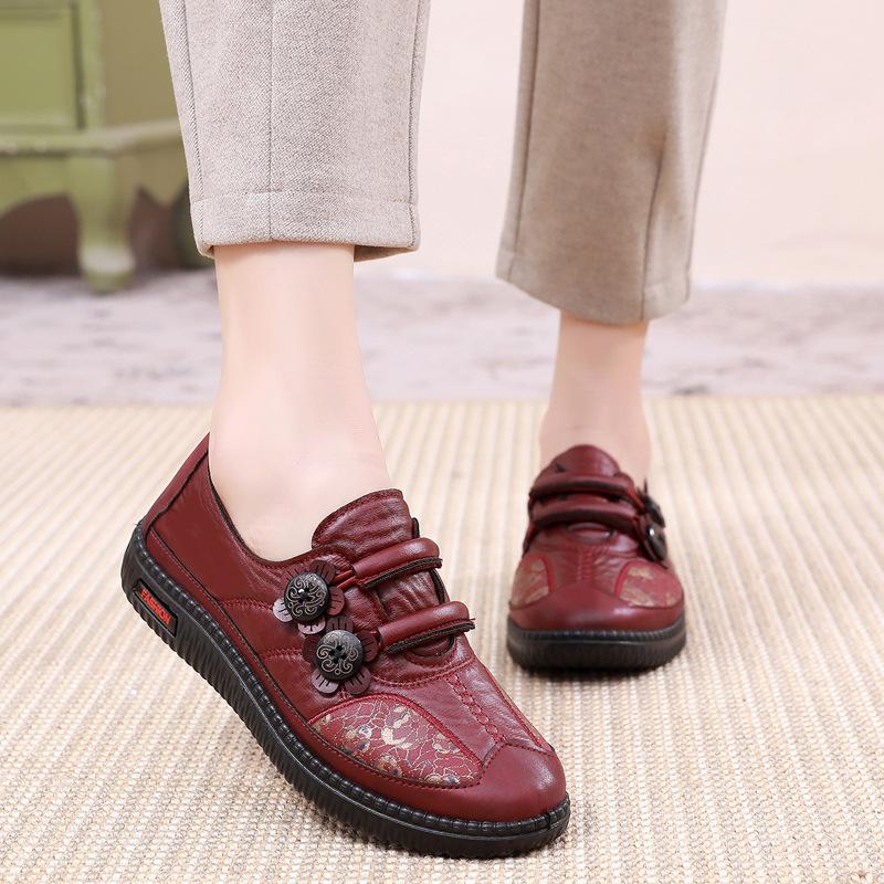 Fashion Women Flat Platform Shoes Autumn New Waterproof Leather Surface Wear-resistant Casual Pedal 2024