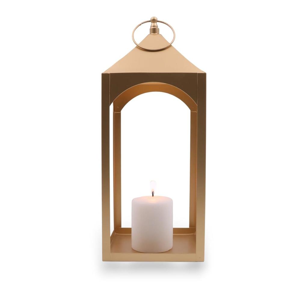 Felinar de Fier cu o Lumânare Pilon|Felinar Suspendat din Fier Auriu|Felinar pentru Decorarea Casei|Suporturi pentru Lumânări pentru Decorul Casei|Pachet de 1