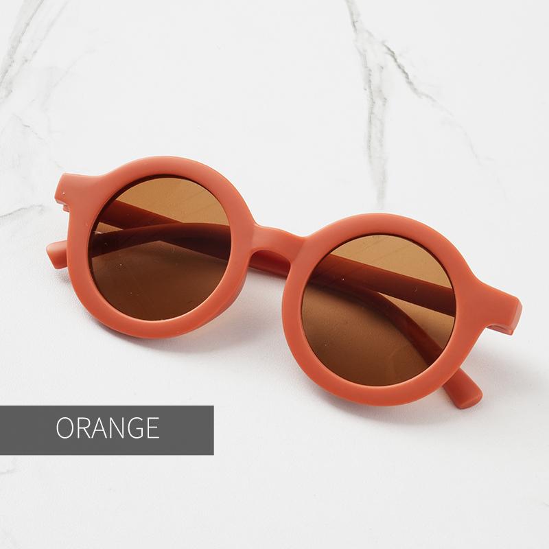 Baby Sunglasses Matte Children's Sunglasses Trendy Round Frame Retro Mocha Colored Glasses  Anti Purple Line