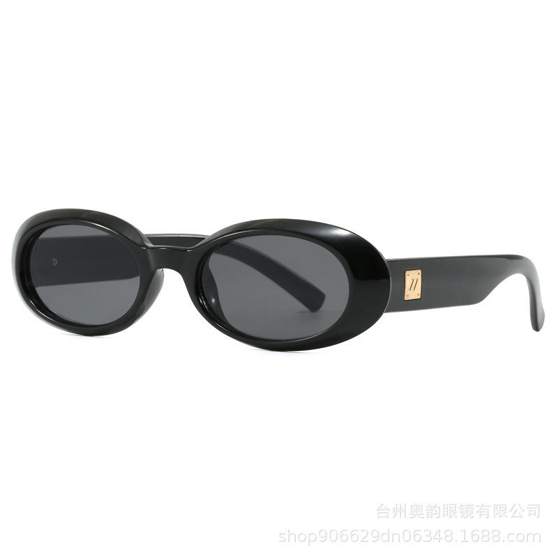 

Retro oval small frame plain sunglasses, high-end feeling out of the street, versatile face sunglasses, anti-ultraviolet tide