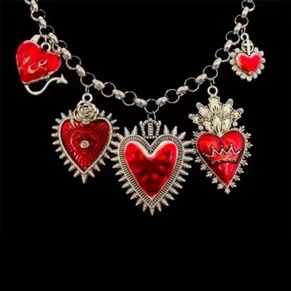 Silver Plated Sacred Heart Chokers Necklaces Chain Necklace  Women's Jewelry