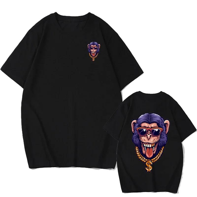 Men's Animal T-Shirt Hip Hop Monkey Print Everyday Versatile Everyday Casual Short Sleeve European Size T-Shirt Street Harajuku
