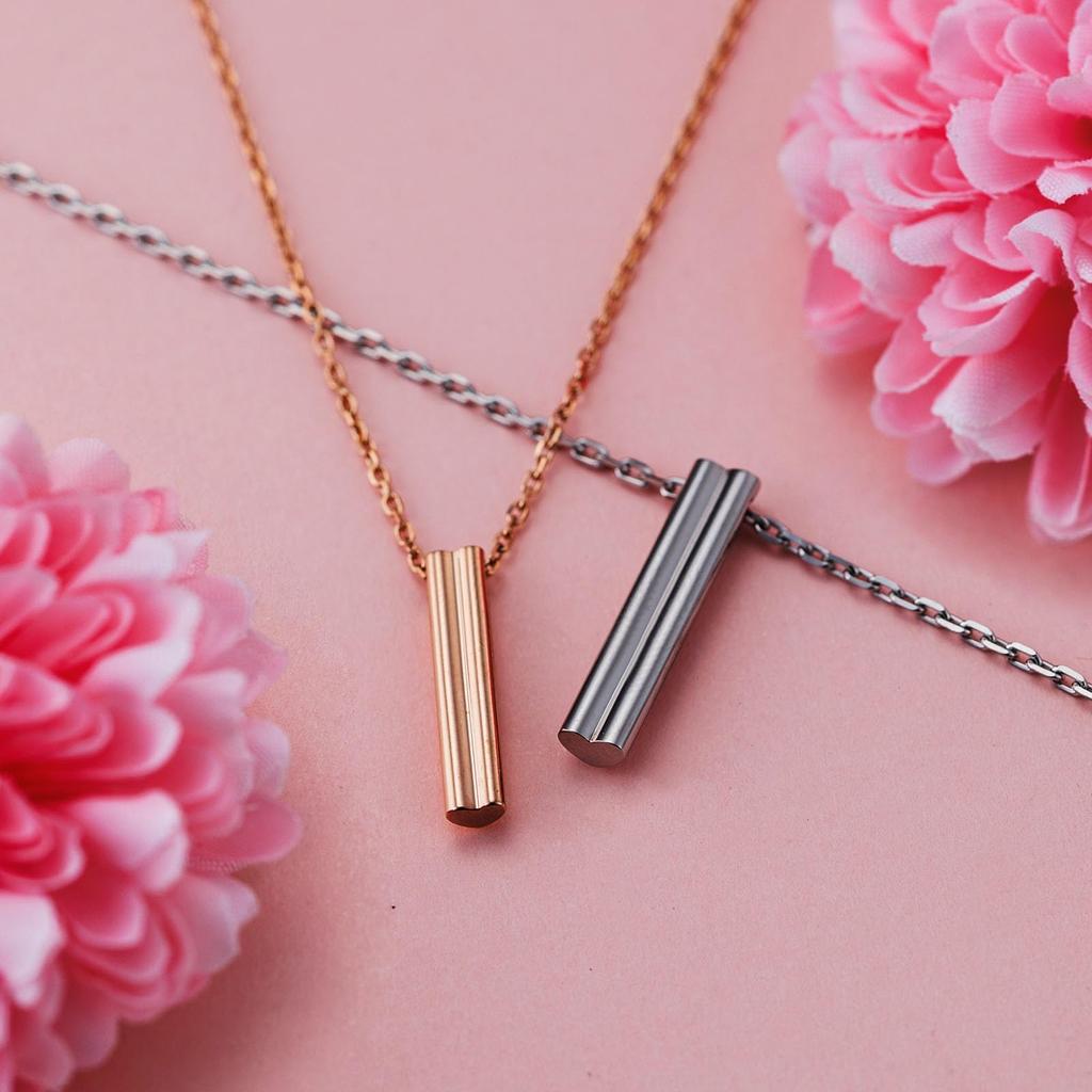 Pair Necklace Surgical Stainless Steel 316L Allergy Free Heart Pink Silver [White Clover] & 4SUP088GO&4SUP089SV