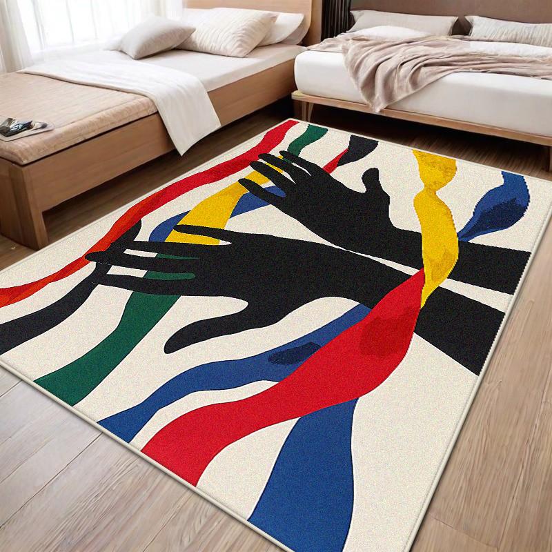 Modern Abstract Palm Pattern Living Room Carpet Light Luxury Decoration Sofa Bedside Soft Rug Bedroom Fluffy Plush Mat Non-slip