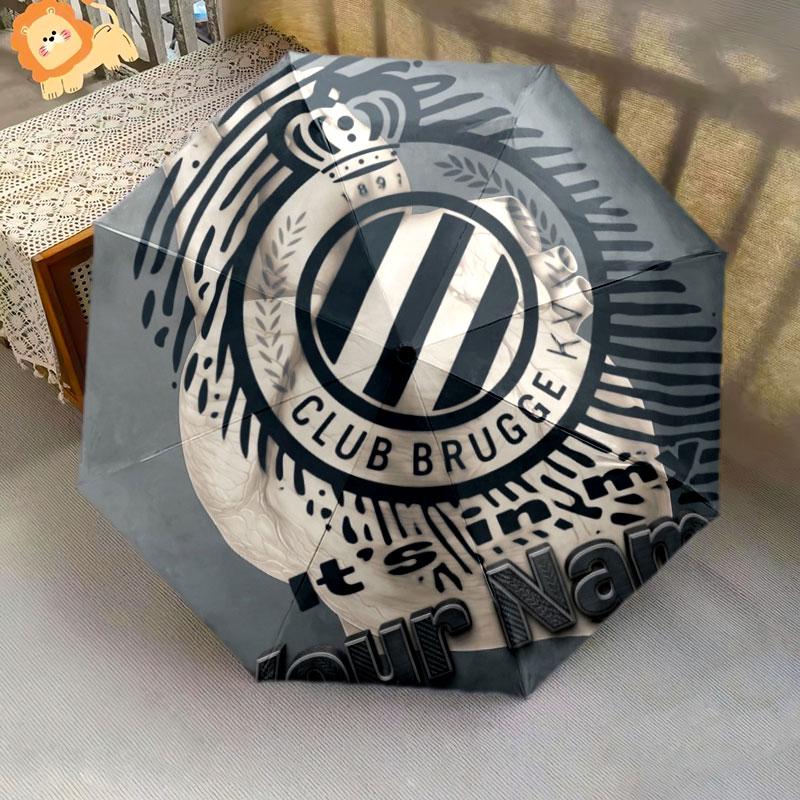 1 PC Automatic Folding Umbrella - Club Brugge KV Custom Name Pattern, Portable & Foldable Design with 8 Ribs, Christmas Birthday Gifts