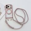 Crossbody Lanyard Electroplated Rotating Stand Magnetic Phone Case for IPhone Air 17 16 Plus 15 14 13 Pro Max for Magsafe Cover