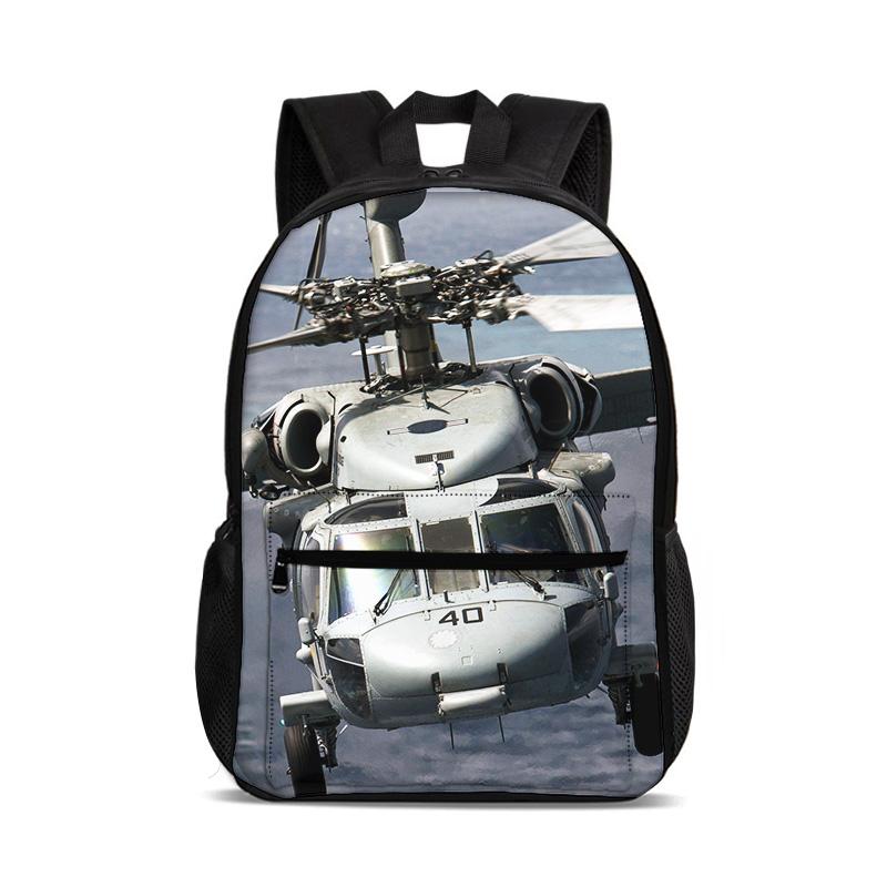 Helicopter Large Capacity Lightweight Backpack Computer Bag New Mechanical Printing Best Gift for Boys and Girls In School