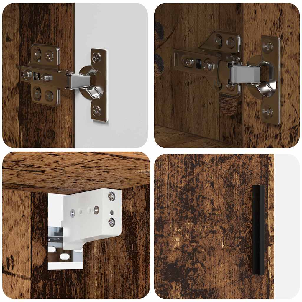 Bathroom Furniture Set with Door 4 Pcs Reclaimed Wood Plywood and Metal