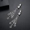 LUOTEEMI Fashion White Gold Color Waterdrop Tassels Dangle Earrings with Tiny Cubic Zirconia Micro Paved Wedding Party Earrings
