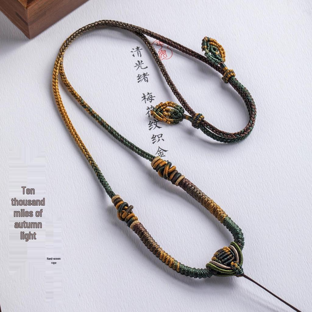 Luxury Handmade Eight-Strand Jade Pendant Necklace Lanyard