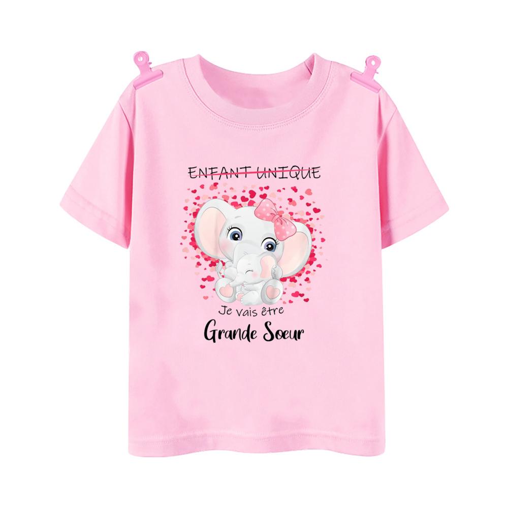 I Will Become A Big Sister Rainbow Print Kids Shirt Baby Announcement T-shirt Friend Printed Girls Tops Child Short Sleeve Tee