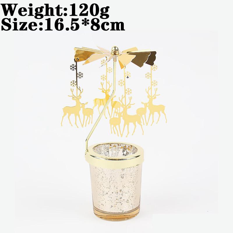 Love Wedding Candle Holders Snowflake Deer Fairy Rotating Candlestick Metal Tray Romantic Home Decoration Christmas Ornament