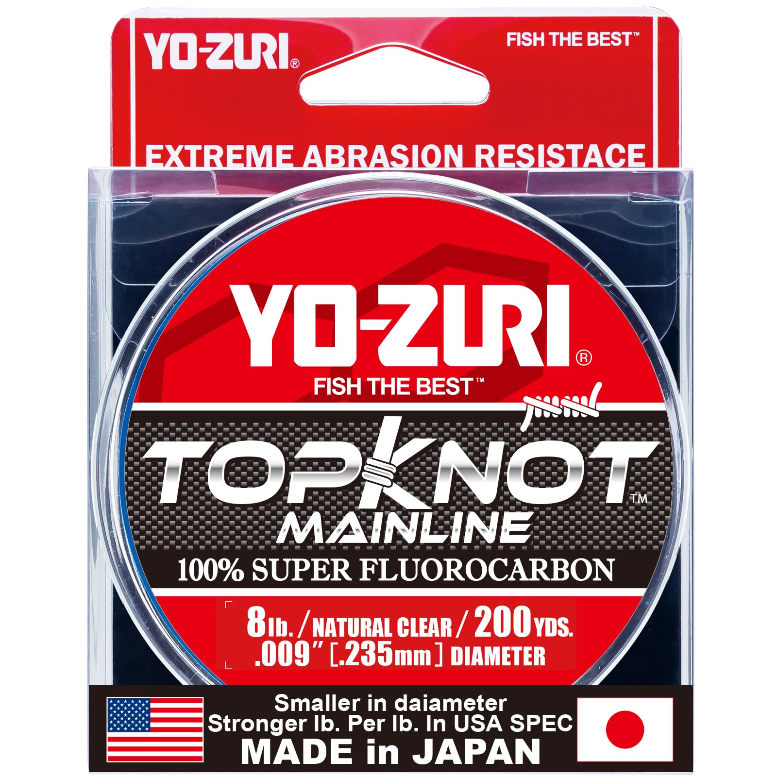 

YO-ZURI Top Knot Main Line 200yds 8lbs fluorocarbon fishing line clear чистий
